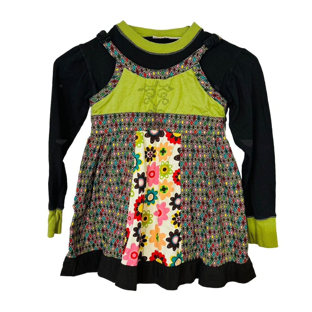 Danica and‎ Dylan brown green dress Girls boutique Beaded Detail Size 6x